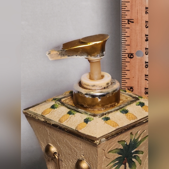 Vint/Mint 8pc Etched Palm Tree w/gold trim + name brand + heavy in weight - Picture 9 of 13